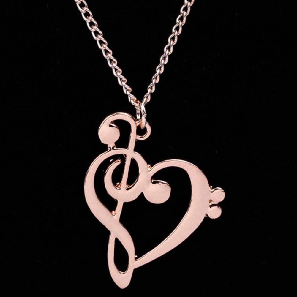 COPY - Rose Gold Musical Note Heart Pendant Neckl…